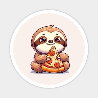 Cute Sloth with a Slice of Pizza Magnet